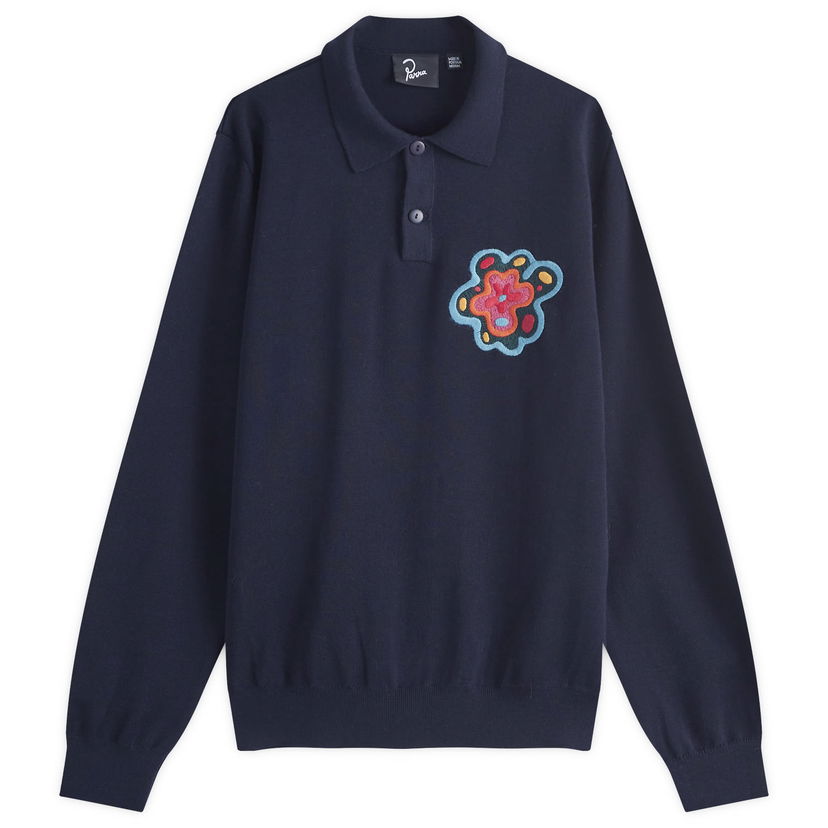 Polo skjorte By Parra Flower Blob Knitted Polo Shirt Mørkeblå | 52226
