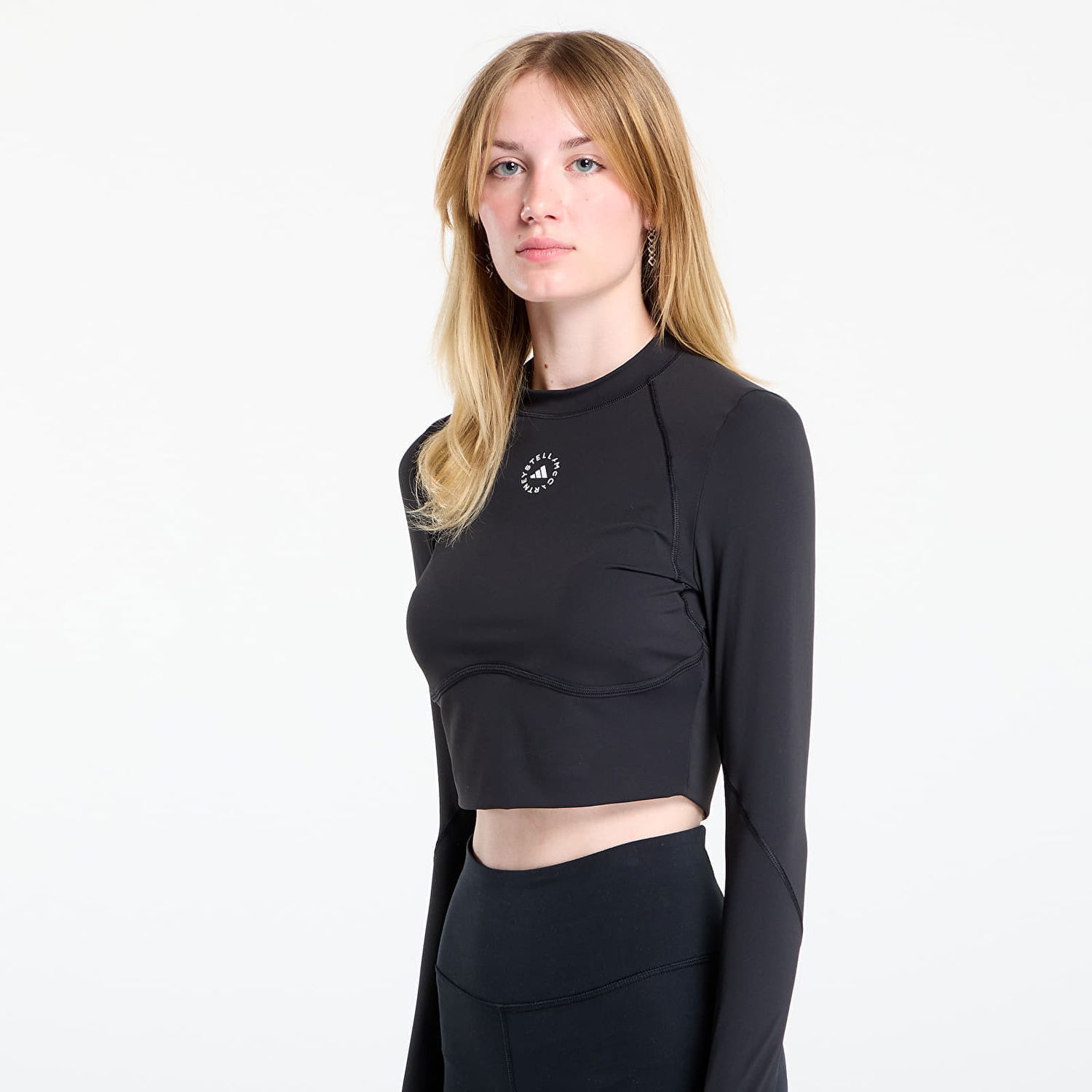 Crop top adidas Performance Stella McCartney Training Longsleeve Crop Black Sort | JW4566, 1