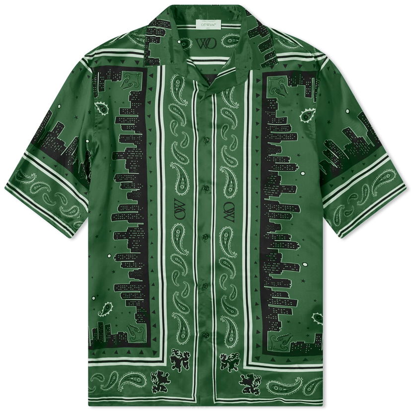 Skjorte Off-White Bandana Vacation Shirt Grøn | OMGG013S24FAB0035757