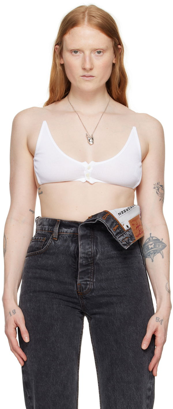 Bh Y/PROJECT White Button Bralette Hvid | 104TO003