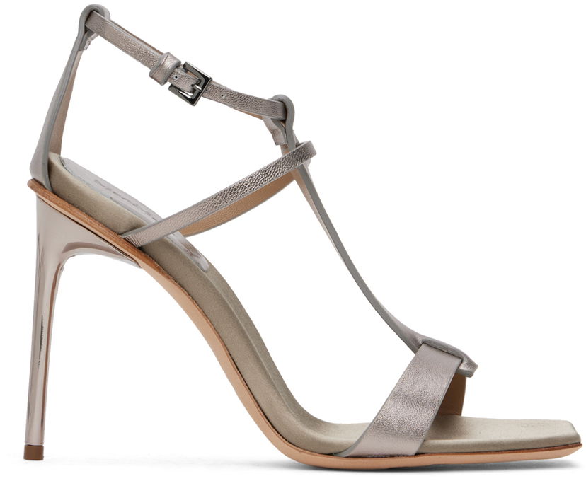 Håndtaske Max Mara Max Mara Nappa Leather T-Strap Sandals Metalisk | 2414521272600