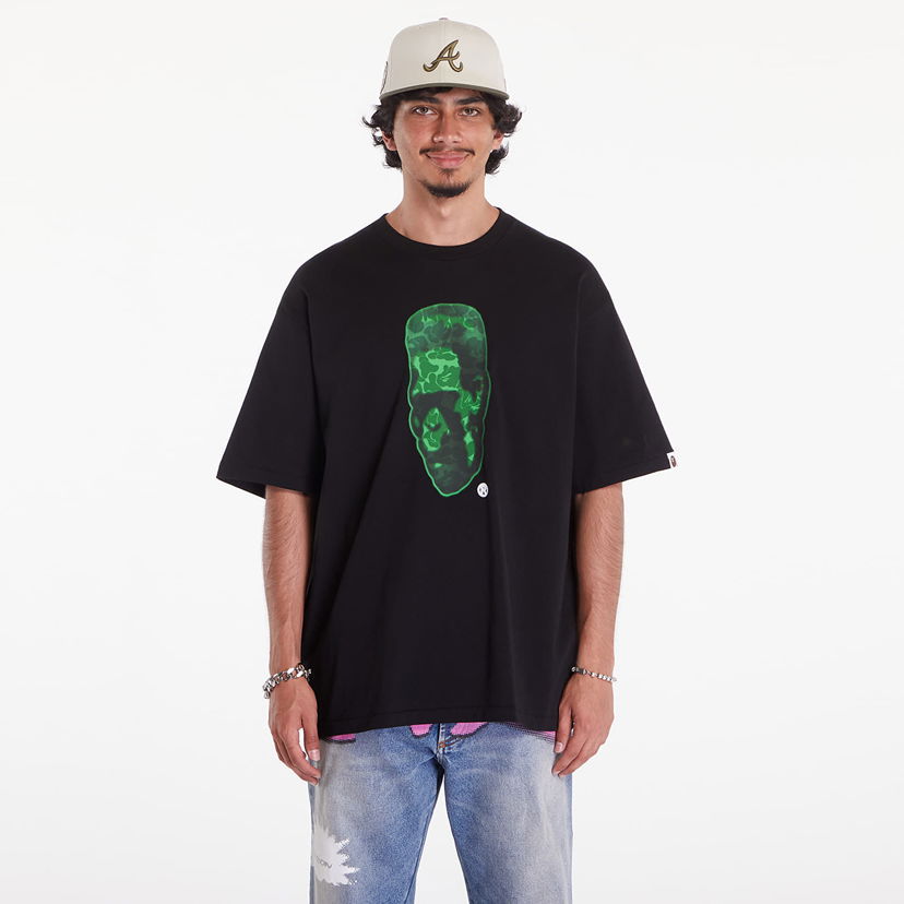 T-shirt BAPE A BATHING APE Spray Frankenstein Relaxed Fit Tee Sort | 001TEK301351MBLK