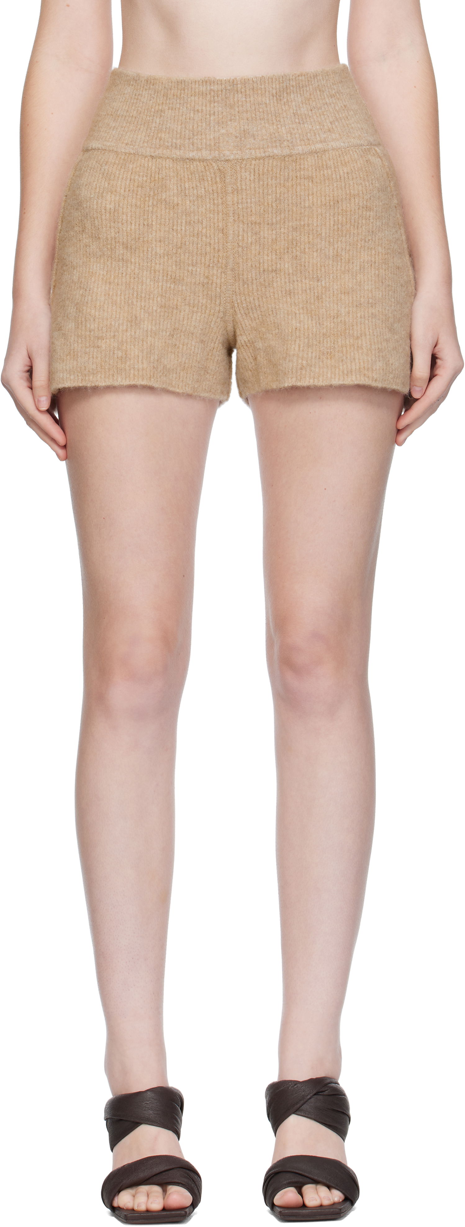 Shorts Rick Owens Rick Owens Alpaca Knit Shorts Beige | RP02E4698 KWP, 0