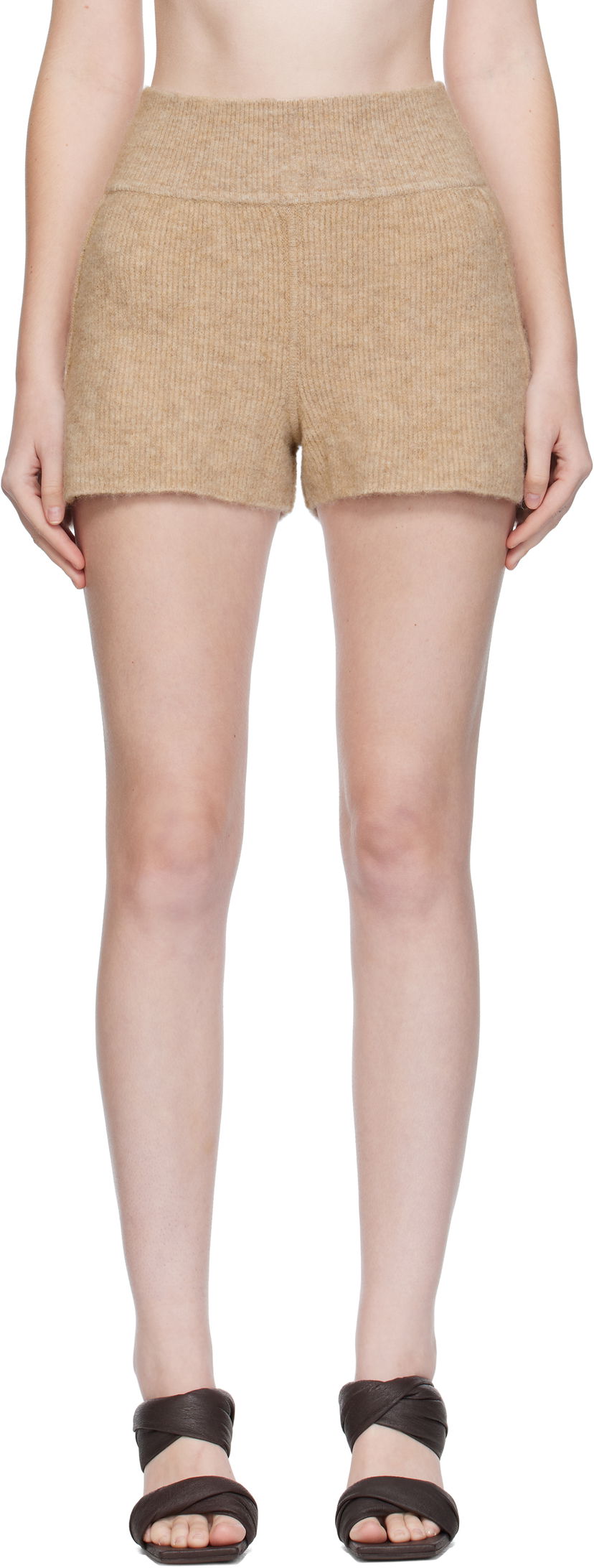 Shorts Rick Owens Rick Owens Alpaca Knit Shorts Beige | RP02E4698 KWP