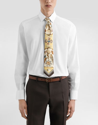 Tilbehør Dolce & Gabbana Dolce & Gabbana Shell-Print Silk Tie Gul | GT147EG0TJ1HG5PL, 1