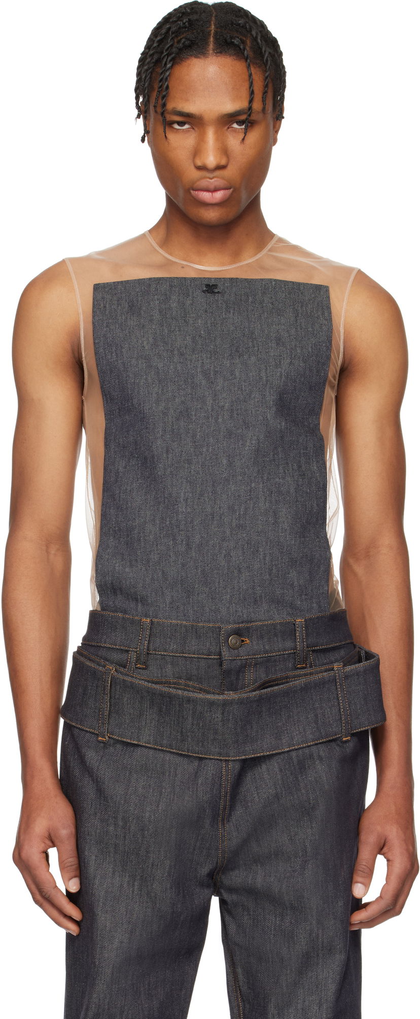 Tanktop Courrèges Courrèges Illusion Square Denim Tank Top Beige | 125JDE092DE0035