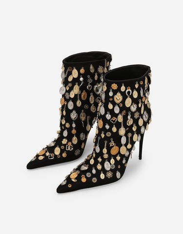 Tilbehør Dolce & Gabbana Dolce & Gabbana Satin Embroidered Ankle Boots Sort | CT1052AW1158M691, 3