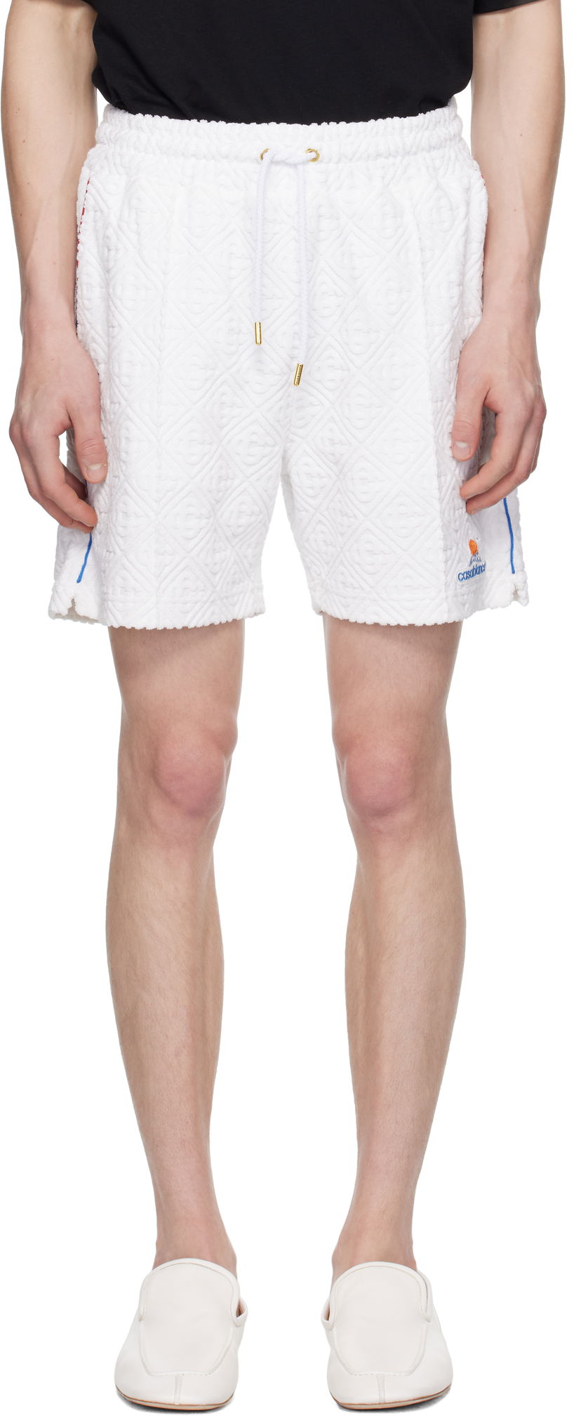 Shorts Casablanca Casablanca Monogram Jacquard Towelling Shorts Hvid | MPF25-JTR-271-01