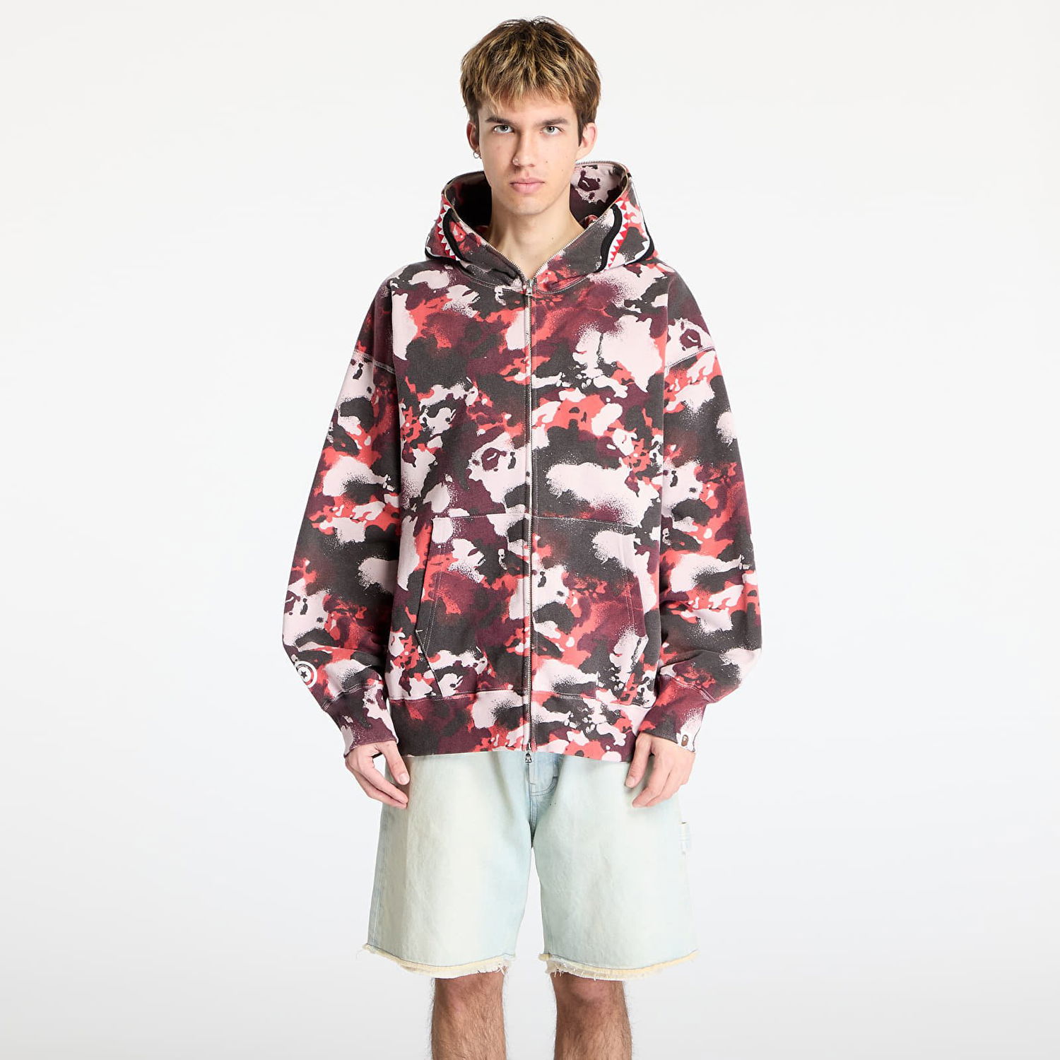 Sweatshirt BAPE A BATHING APE Map Camo Shark Relaxed Fit Full Zip Hoodie Flerfarvet | 001ZPL301001MRED, 0