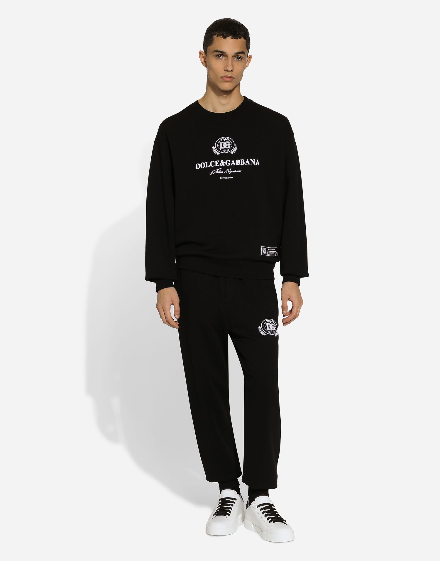 Joggingbukser Dolce & Gabbana Black Jersey Jogging Pants With Logo Sort | GV2VHTG7NYDN0000, 1