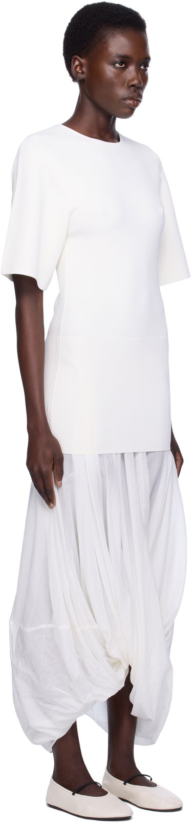 Kjole TOTEME TOTEME Cocoon Tee Midi Dress Hvid | 253-WRD0215-YA0187, 1
