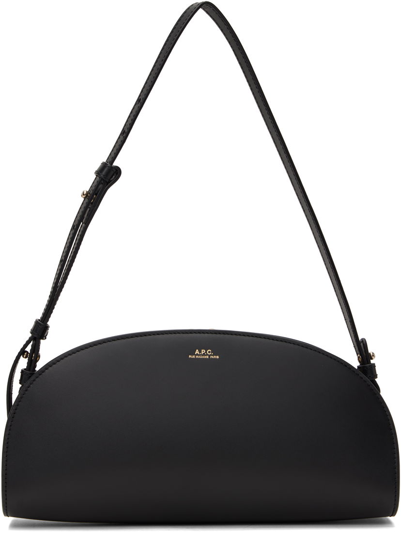 Skuldertaske A.P.C. Demi-Lune Leather Shoulder Bag Sort | PXCAX-F61997