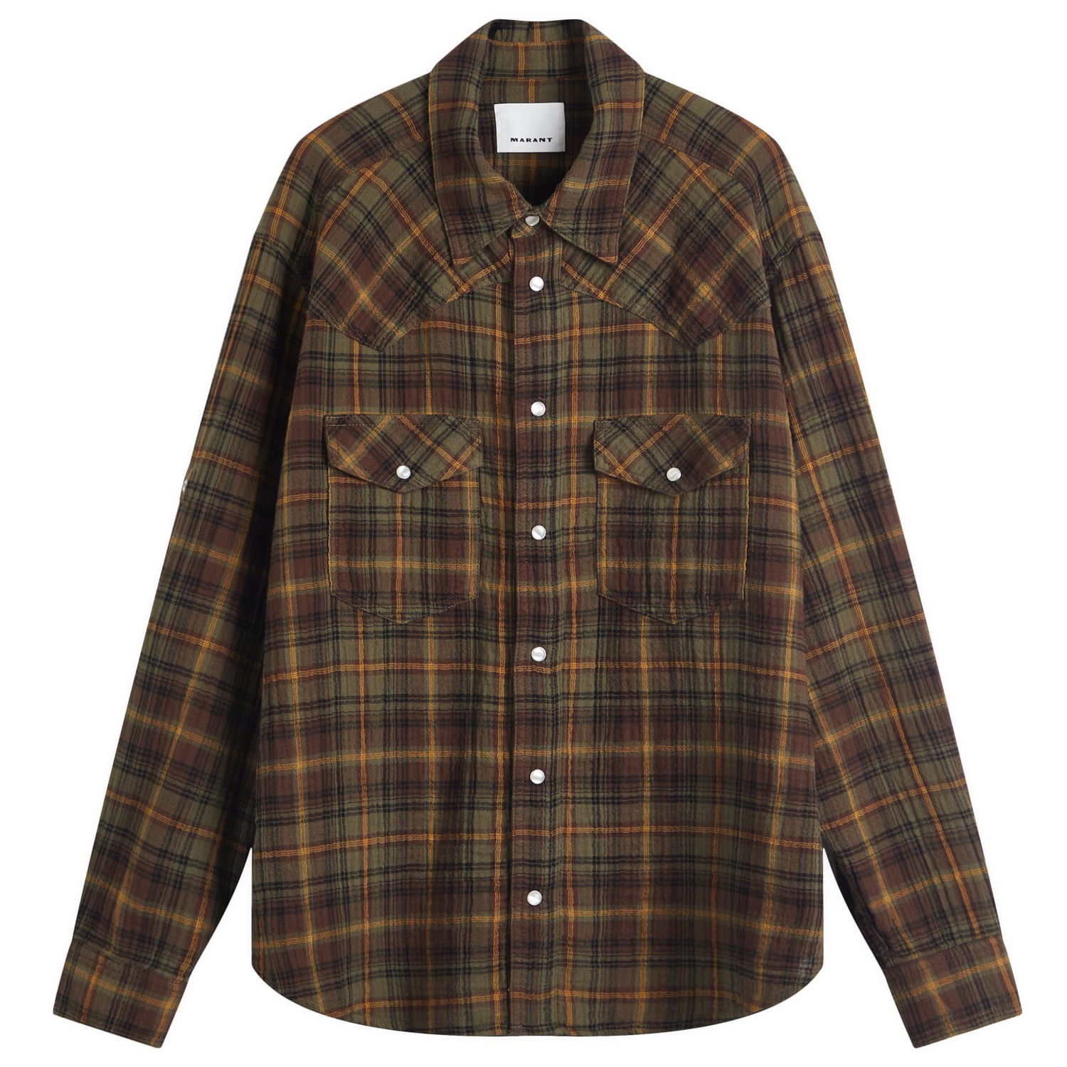 Skjorte ISABEL MARANT Isabel Marant Panema Plaid Shirt, Size Large Brun | 25PCH0225HA-C1I03H-KHBW, 1