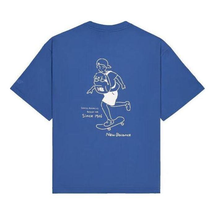 T-shirt New Balance Wordmark Logo Graphic Skate T-Shirt Blå | AMT42338-NYY