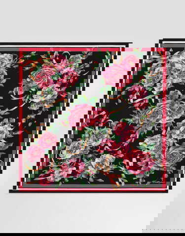 Tørklæde Dolce & Gabbana Dolce & Gabbana Rose-Print Silk Twill Square Scarf Flerfarvet | FN090RGDCUJHD5JA, 2