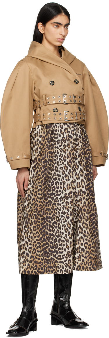 Trenchcoat GANNI Ganni Bonded Cotton Short Trench Jacket Brun | W0220, 3