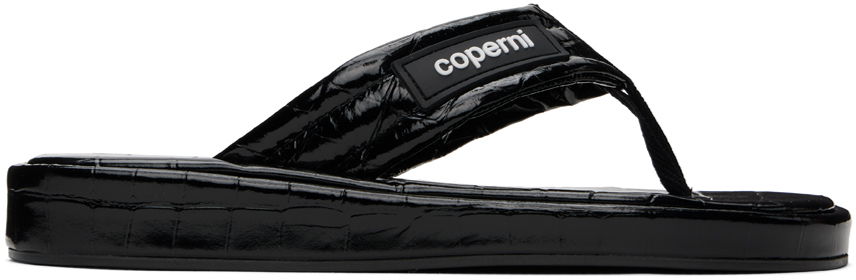 Sneakers og sko Coperni Embossed Logo Thong Platform Sandals Sort | COPSH37838, 0
