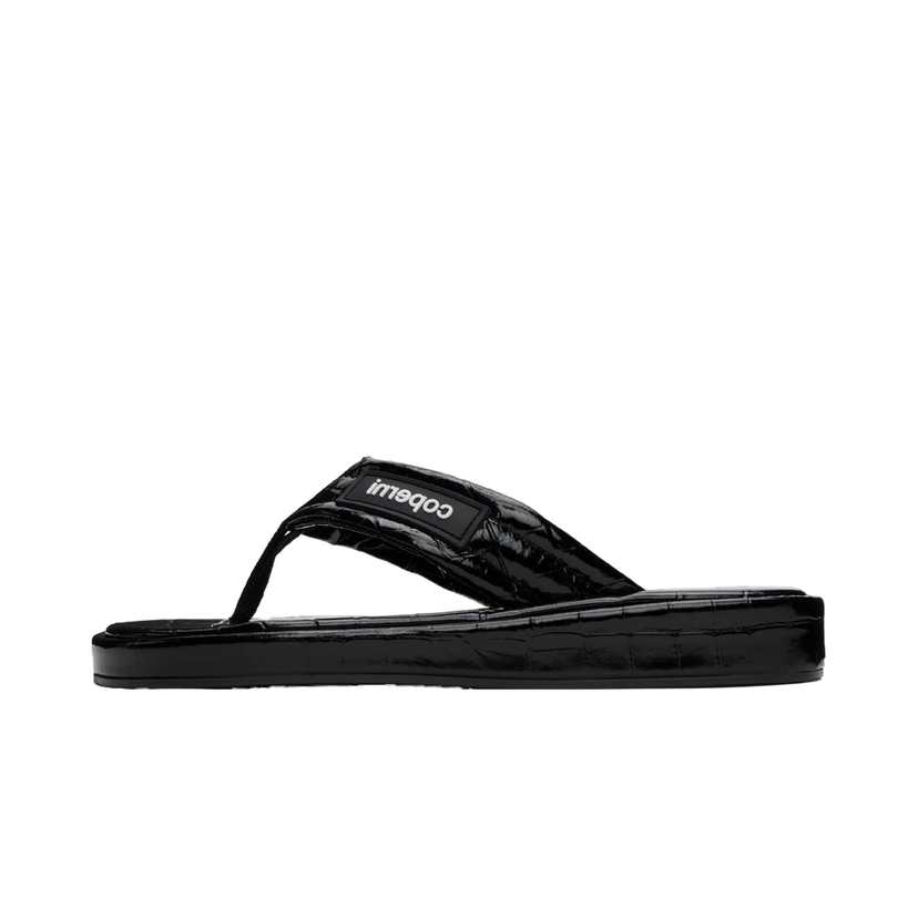 Sneakers og sko Coperni Embossed Logo Thong Platform Sandals Sort | COPSH37838