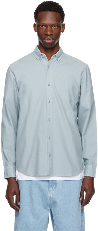 Skjorte Carhartt WIP Bolton Garment Dyed Shirt Blå | I030238, 4