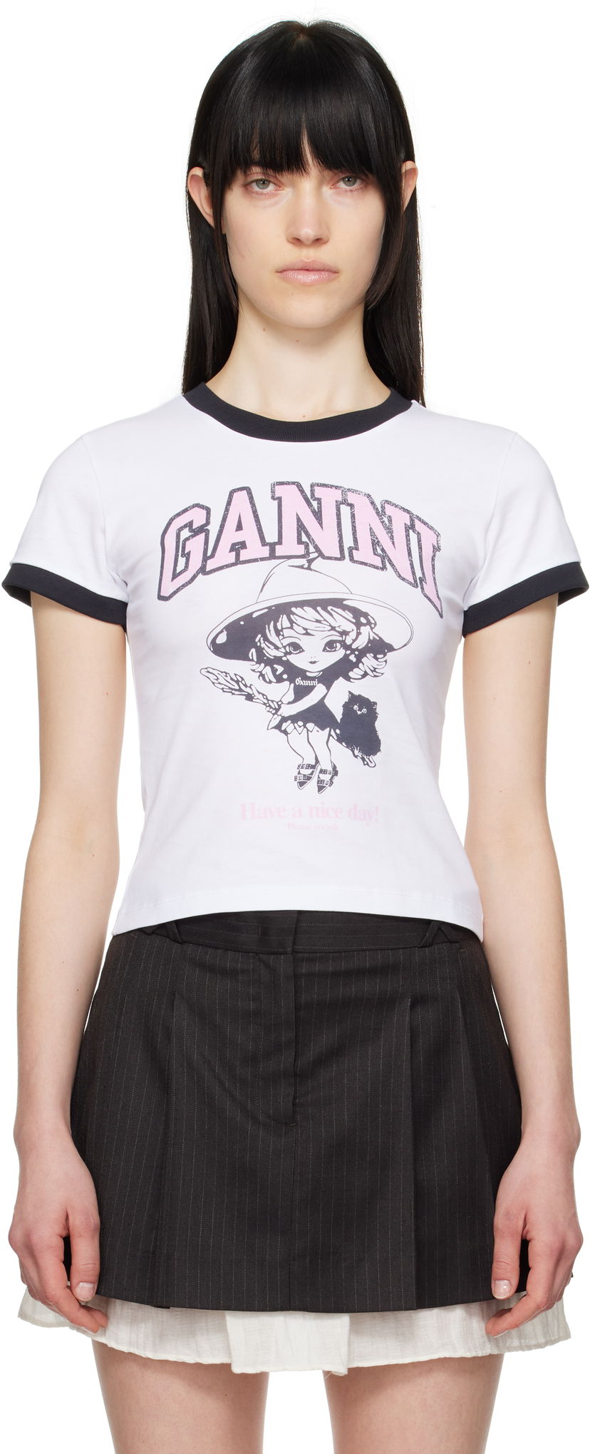T-shirt GANNI GANNI Basic Jersey Witch Graphic T-Shirt Hvid | T4156