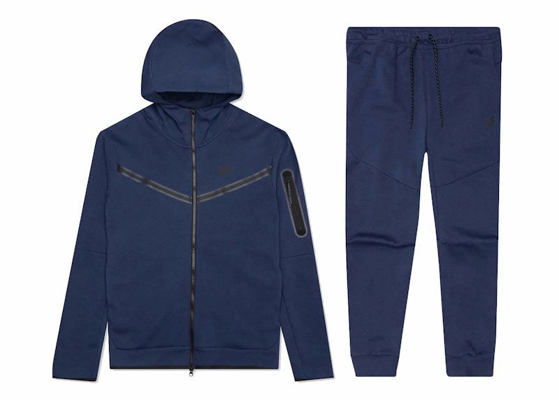 Træningsdragt Nike Kids' Tech Fleece Full-Zip Hoodie & Joggers Set Mørkeblå | CU9223-410/CU9213-410