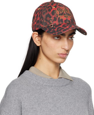 Kasket GANNI GANNI Leopard Print Baseball Cap Rød | A6640, 1