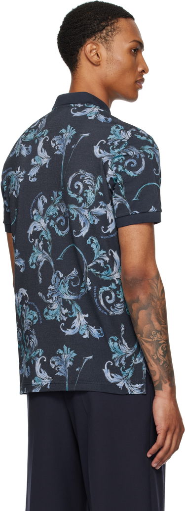 Polo skjorte Versace Versace Jeans Couture Outline Barocco Polo Mørkeblå | E78GAG6S0_EJS460, 2