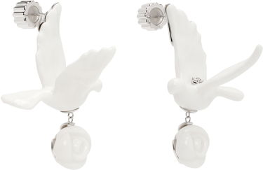 Øreringe SHUSHU/TONG YVMIN Edition Ceramics Pigeon With Rose Drop Earrings Hvid | 25626WHT00DLR, 1