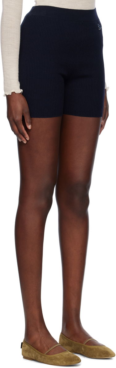 Shorts MAISON KITSUNÉ Maison Kitsuné Baby Fox Patch Fine Ribbed Shorts Mørkeblå | OW01116KT1091, 1