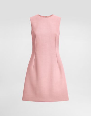 Kjole Dolce & Gabbana Dolce & Gabbana Wool Crepe Fit-and-flare Midi Dress Lyserød | F6TMMTFU2L8F0473, 0