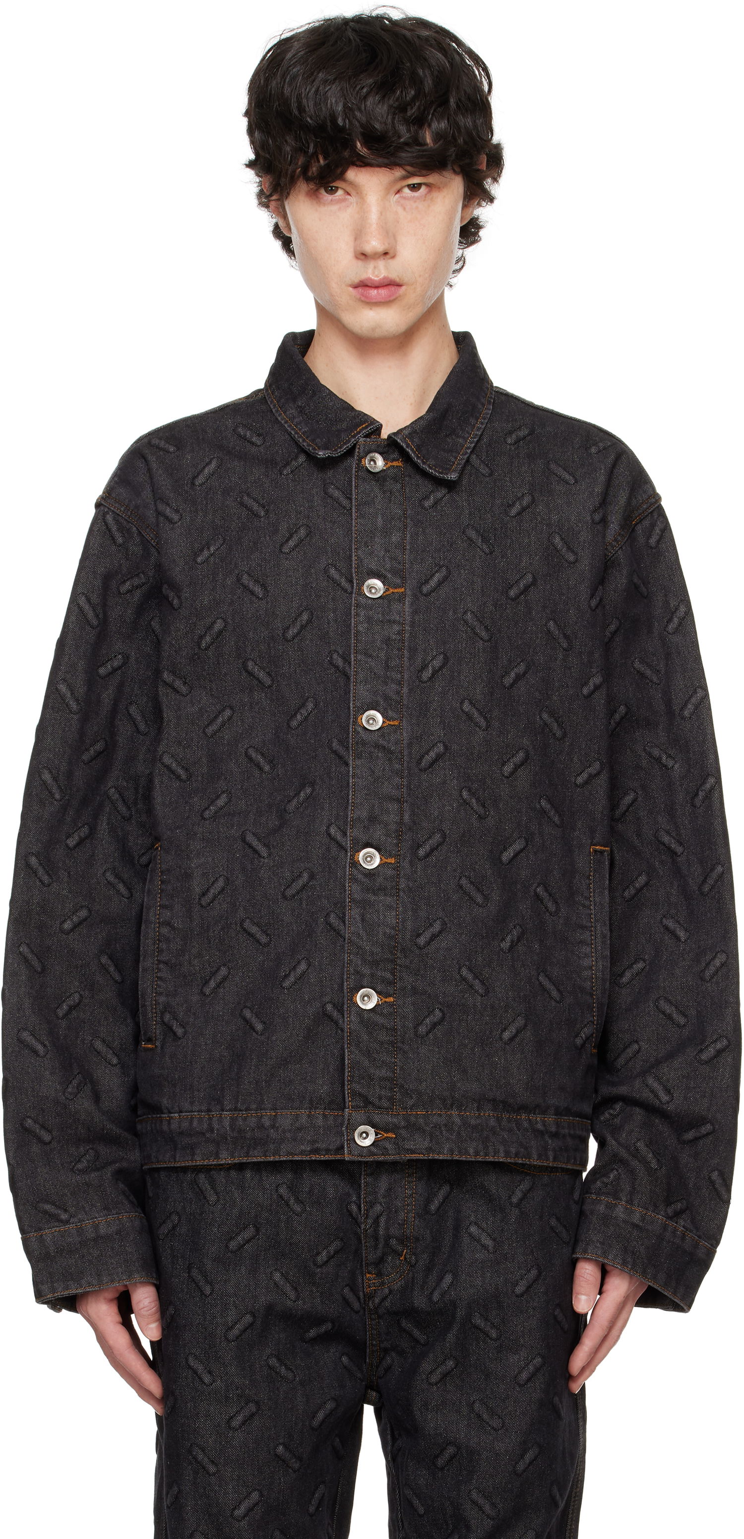 Jakke Who Decides War Thread Plate Denim Jacket Sort | 1131010002FW24, 0