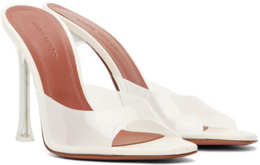 Tilbehør Amina Muaddi Amina Muaddi Alexa Glass Slipper 105 Heeled Sandals Hvid | ALEXA GLASS SLIPPER 105 SR PVC, 3