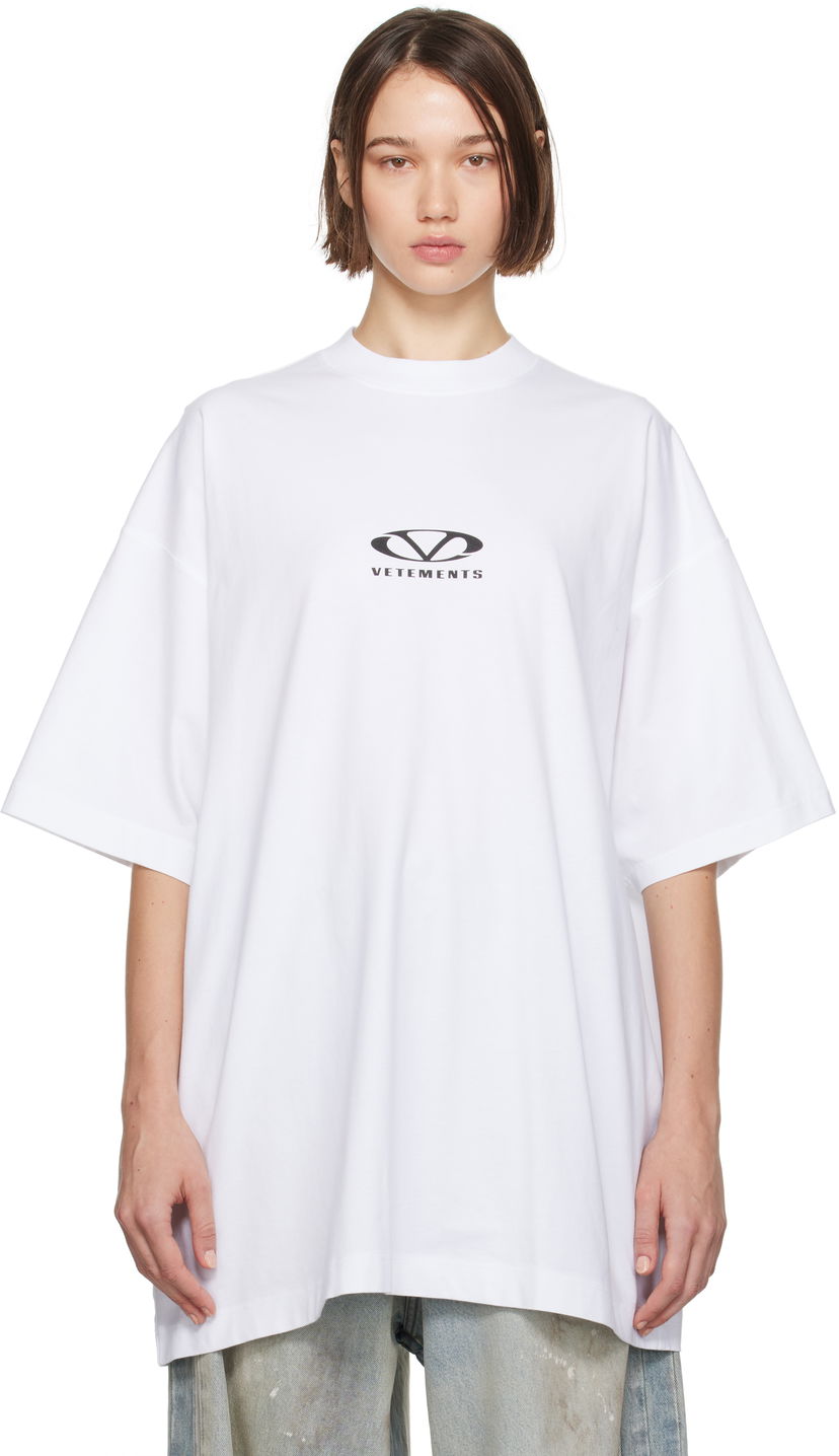T-shirt VETEMENTS Oval Logo Oversized T-Shirt Hvid | UA66TR605W