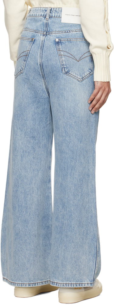 Jeans Feng Chen Wang Feng Chen Wang Cross Waistband Wide Leg Jeans Blå | FUS17TR02B, 2