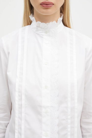 Skjorte MAISON KITSUNÉ Maison Kitsuné Craft Embroidery Stand Collar Shirt Hvid | NW00414WC5010, 3