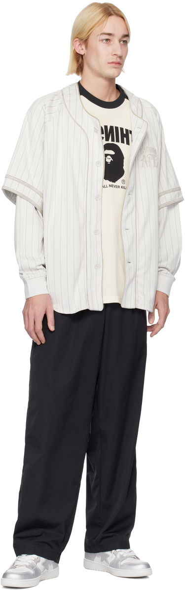 Skjorte BAPE Striped Long Sleeve Baseball Shirt Hvid | 001SHK801303M, 3