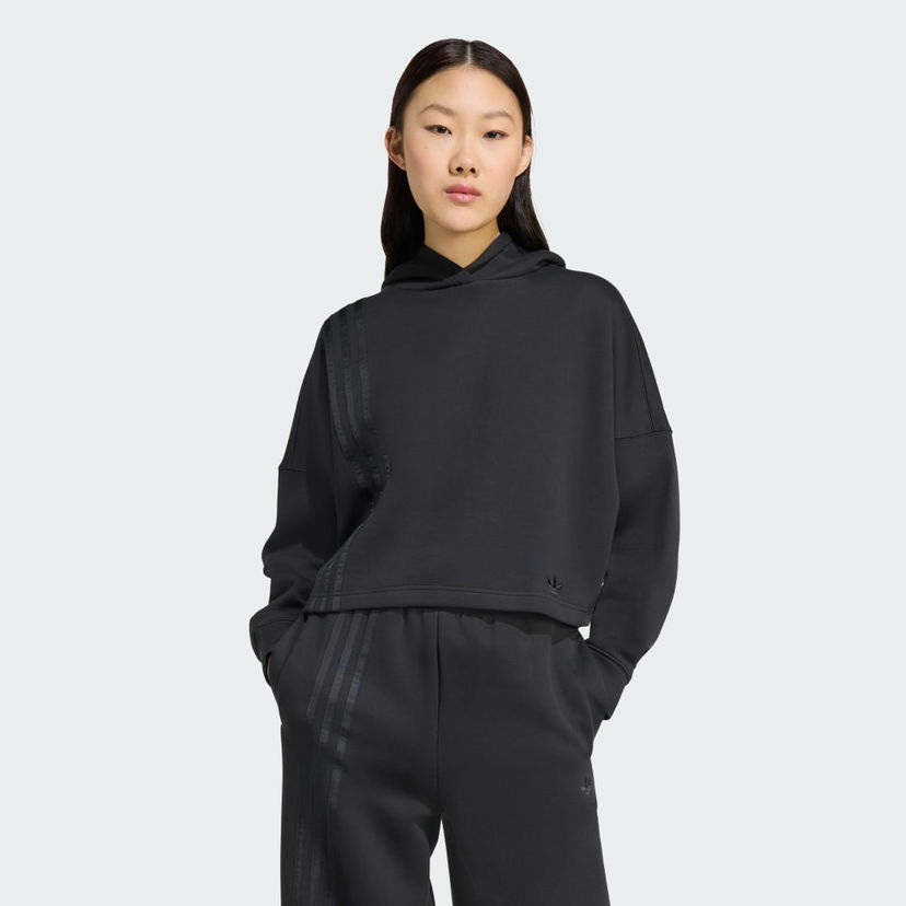 Sweatshirt adidas Performance Off Placed 3-Stripes Cropped Hoodie Sort | JX2701