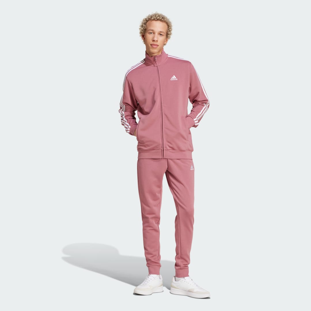 Træningsdragt adidas Performance Basic 3-Stripes French Terry Tracksuit Lyserød | IY6654, 0