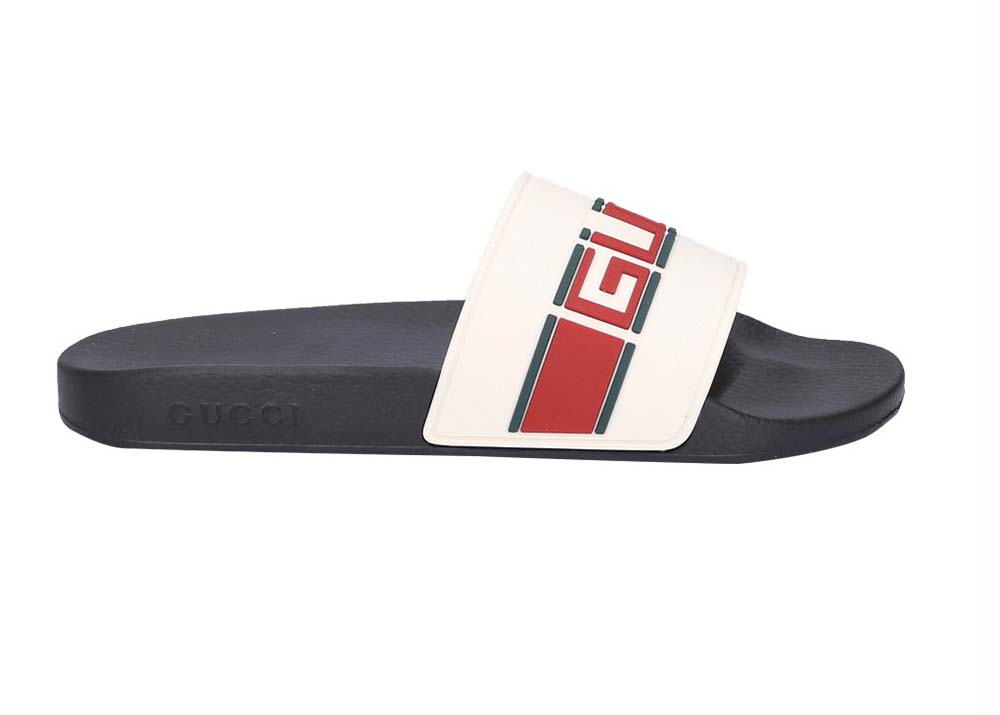 Sneakers og sko Gucci Stripe Rubber Slide White Red Green Grøn | 522884 JC200 9566, 0
