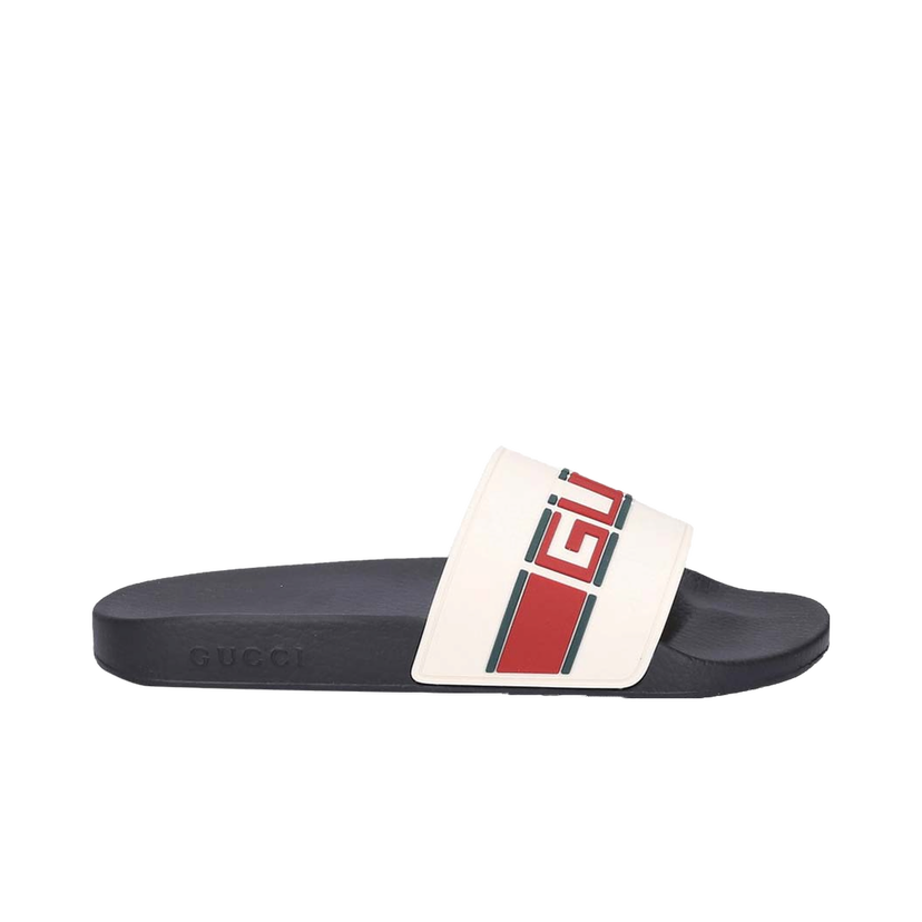 Sneakers og sko Gucci Stripe Rubber Slide White Red Green Grøn | 522884 JC200 9566
