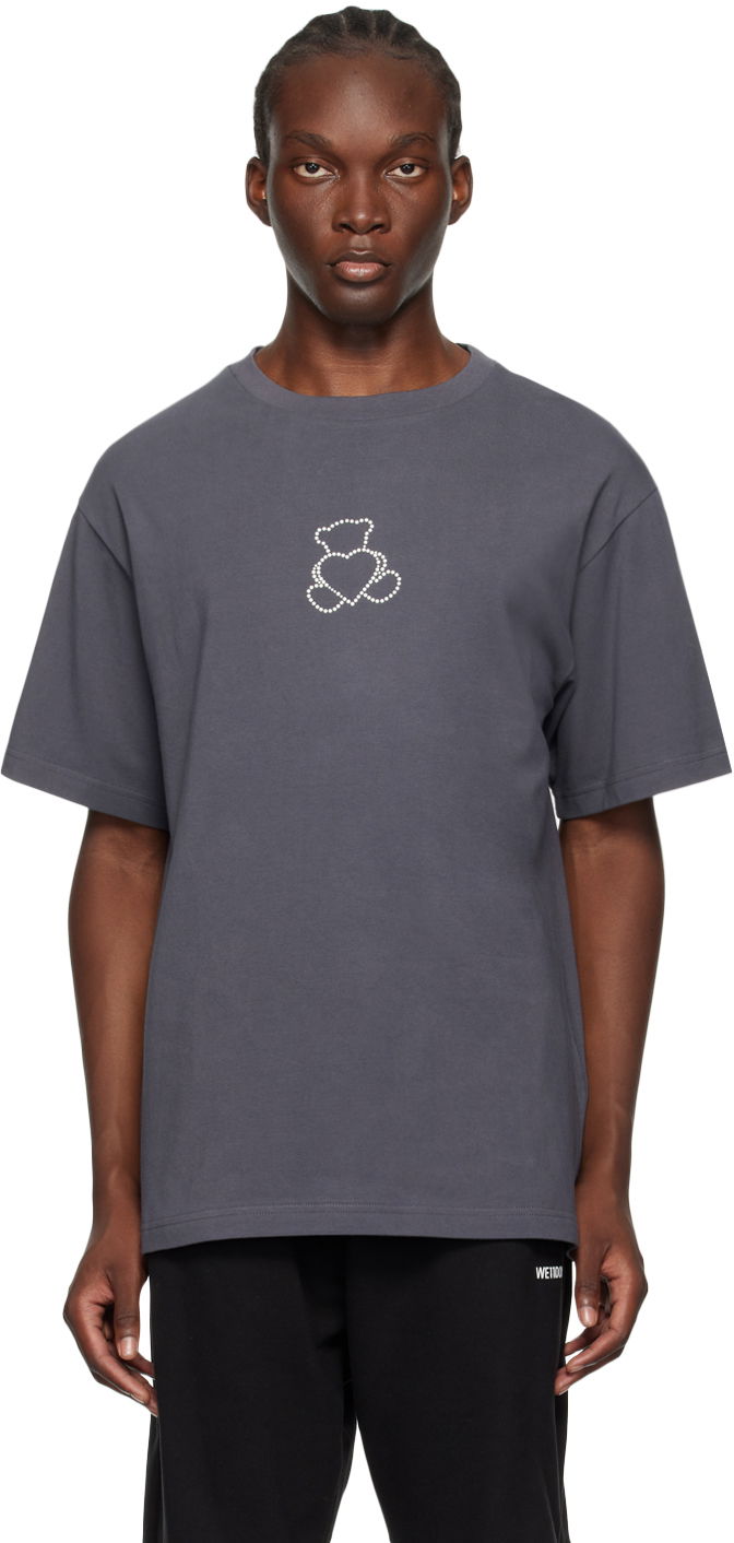 T-shirt We11done Bear Embroidered T-Shirt Grå | WD-TT2-24-780-U-CH, 0