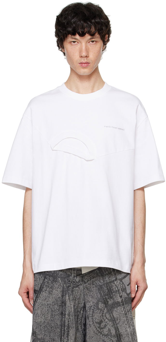T-shirt Feng Chen Wang Feng Chen Wang Paneled Collar T-Shirt Hvid | FF12TSH713