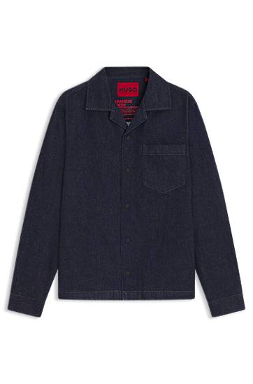 Skjorte BOSS Oversized-fit Overshirt in Rigid Denim Blå | 50545367