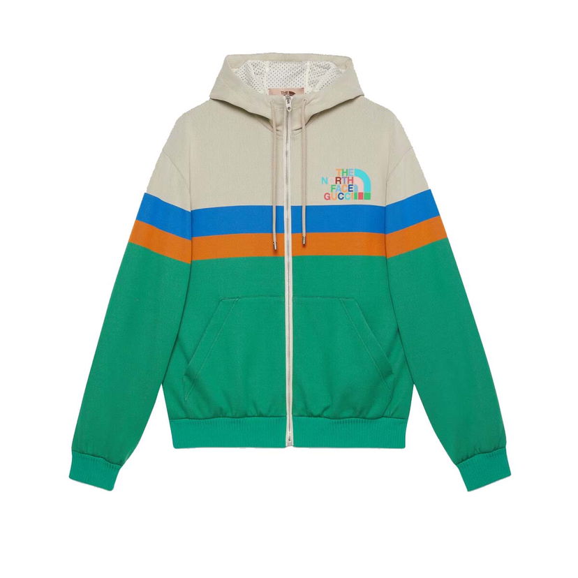 Jakke Gucci The North Face x Hooded Jacket Ivory/Green Grøn | 675542 XJDWR 9172