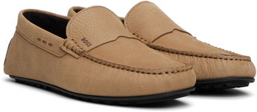 Sneakers og sko BOSS Nubuck Leather Loafers with Driver Sole Beige | 50548116, 4