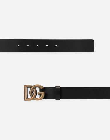 Bælter Dolce & Gabbana Leather Belt with DG Logo Buckle Sort | BC4644AX62280999, 1