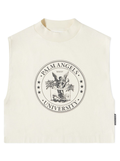 Tanktop Palm Angels College Logo Muscle Vest Beige | PWAC011S23JER0050410