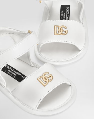 Tilbehør Dolce & Gabbana Dolce & Gabbana Lambskin Nappa Sandals with DG Logo Hvid | DK0157AB79380001, 3