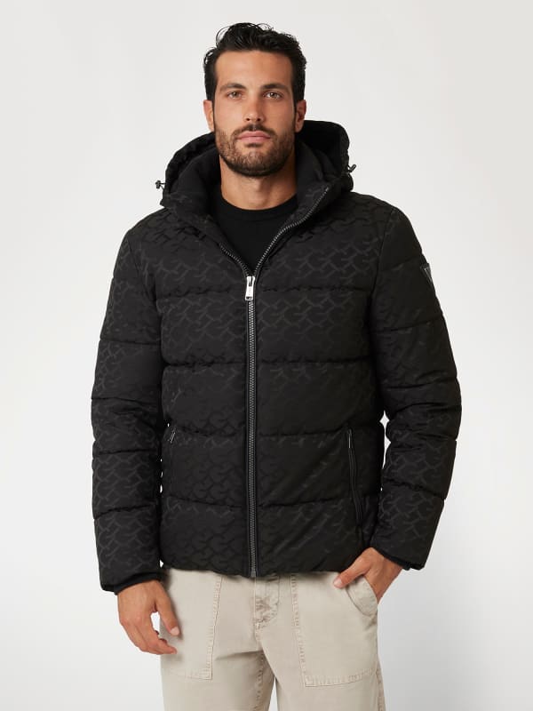 Puffer jakke GUESS Logo Print Puffer Jacket Sort | M4BL42WG9L2, 0