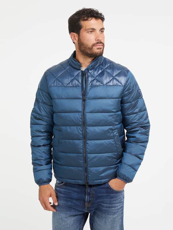 Puffer jakke GUESS Stretch Nylon Light Mørkeblå | M3BL12WF5C2, 0